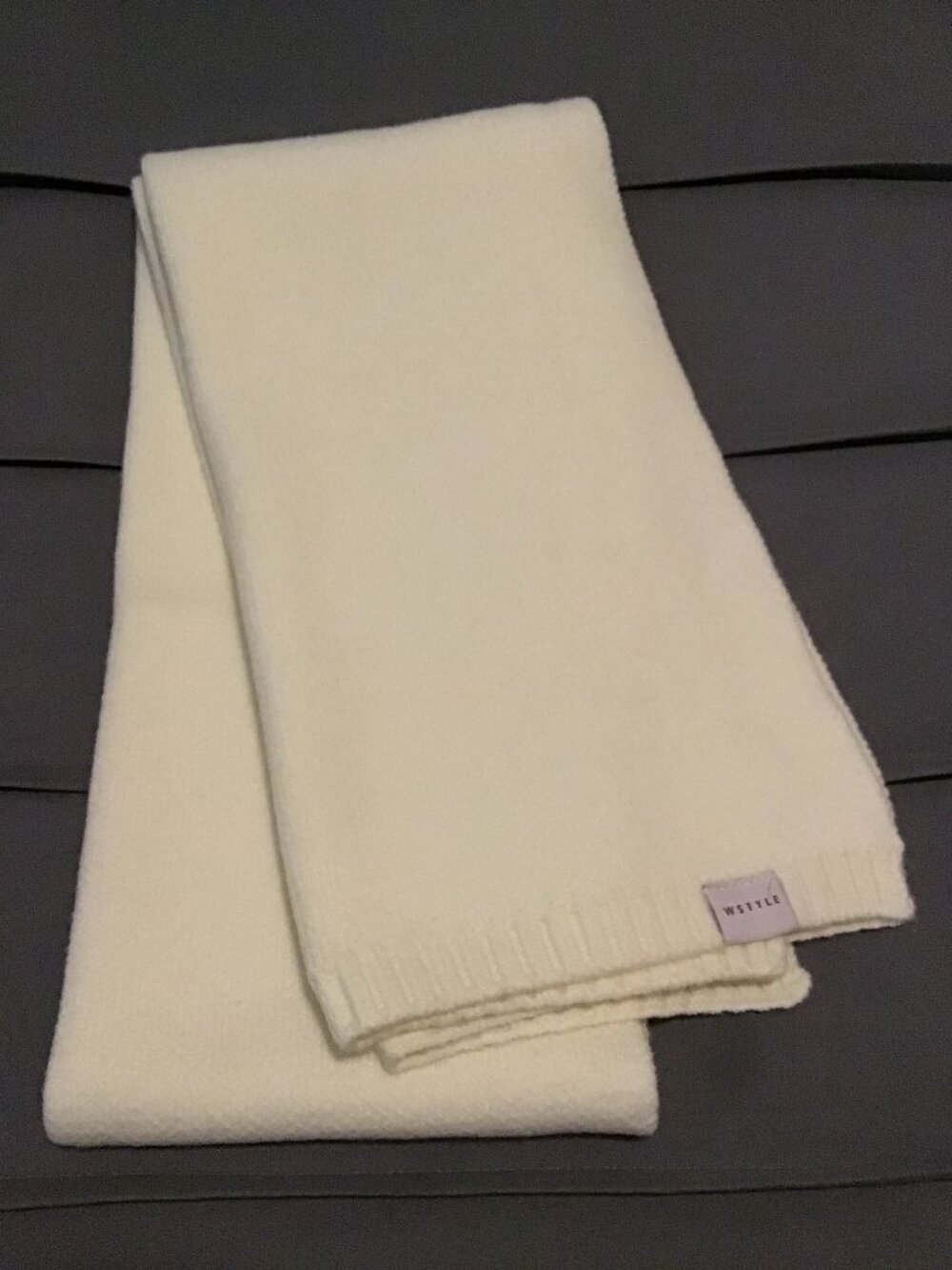 White Cream Long Ribbed Knit Scarf – Soft Cozy Winter